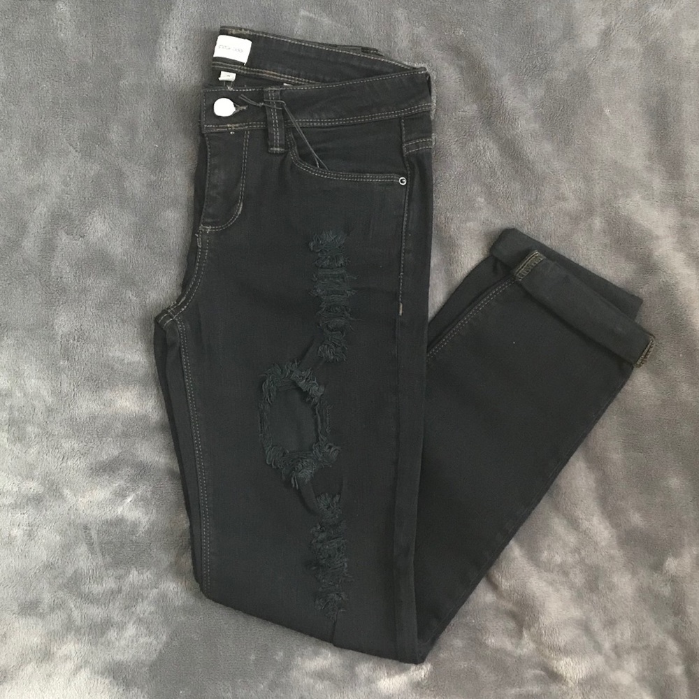 Sneak Peek Distressed Dark Wash Boyfriend Jeans